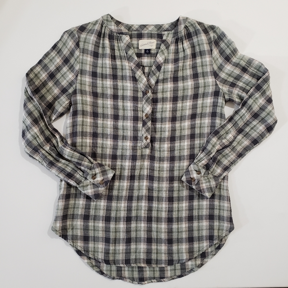 Universal Thread Plaid Tunic Blouse Nwt - image 1